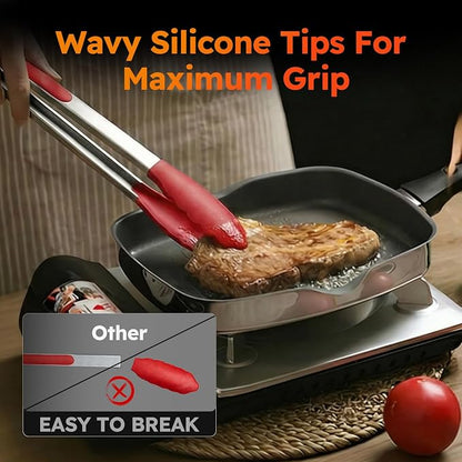 HST Tongs for Cooking with Silicone Tips, Non Stick Kitchen Tongs with Silicone - Image 5