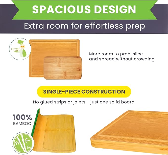 Glue-Free Surface™ 2XL Extra Large Bamboo Cutting Board Set of 4 – Small - Image 3