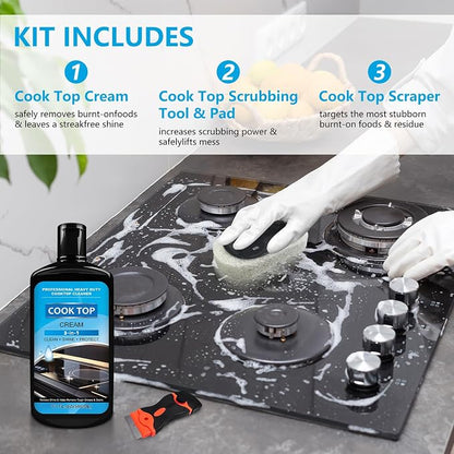 Cooktop and Stove Top Cleaner Kit, Glass Cooktop Cleaner Combo Kit - Image 4
