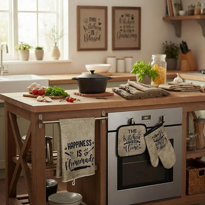Leinuosen 8 Pcs Kitchen Towels and Oven Mitts Sets Pot Holders Dishcloths Set - Image 4