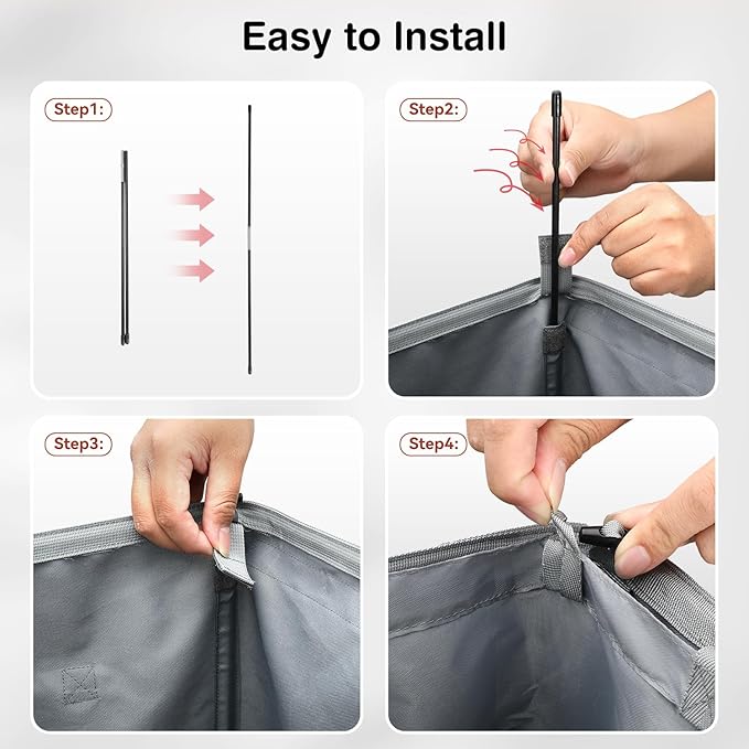 Voova 154L Double Laundry Hamper with Lid and 2 Removable Laundry Bags, Large Collapsible 2 Dividers Dirty Clothes Basket with Handles for Laundry Room, Bedroom, Bathroom, College Dorm, Grey