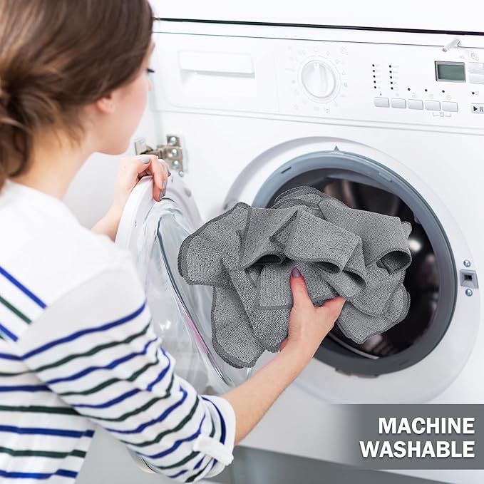 Tanlade Microfiber Cleaning Cloth 6"x6" Cleaning Rags Reasonable Kitchen Towels Microfiber Towels Cars Wash Dry Erase Cloth (Gray,50 Pcs)