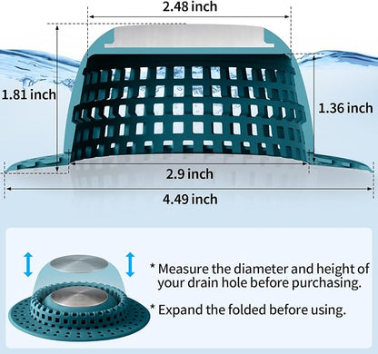 Shower Drain Hair Catcher, Bathtub Drain Cover Foldable Silicone Shower & Tub - Image 6