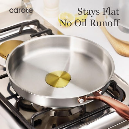 CAROTE 3-Piece Tri-Ply Stainless Steel Frying Pan Set, Skillet Set 8"/10"/12" - Image 5
