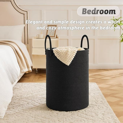 Laundry Basket, Woven Cotton Rope Laundry Hamper, 100L - Image 3