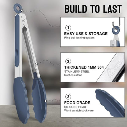 HOTEC Premium Stainless Steel Locking Kitchen Tongs - Image 5