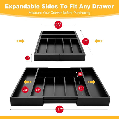 Large Premium Bamboo Silverware Organizer - Image 2