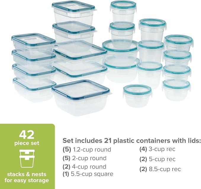 Snapware Plastic Total Solution Large Food Storage Containers Set, Meal Prep - Image 2