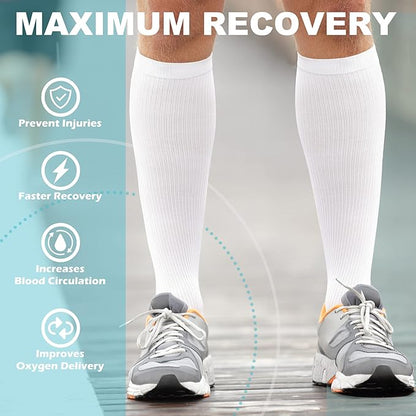 Medical Compression Socks for Women and Men 3 Pairs 20-30 mmHg Knee High Christmas Compression Stockings Circulation Best for Running Athletic Nurses