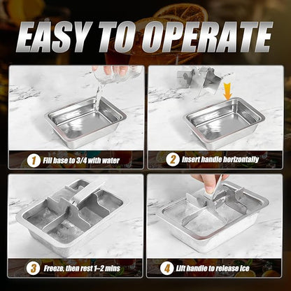 Ice Cube Trays, 3 Pack Large 6-cube Stainless Steel Ice Cube Trays - Image 7