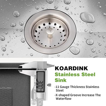 Stainless Steel Drop In Kitchen And Bar Sink - 25x22 Inch Single Bowl Topmount Bar Sink Come With SS Grid,Silicon Mat,Drain Strainer Set