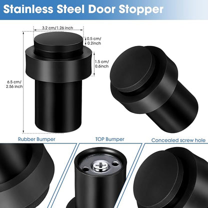 Chumia 30 Pcs Door Stopper Mounted Floor Stops Stainless Steel Cylindrical - Image 2