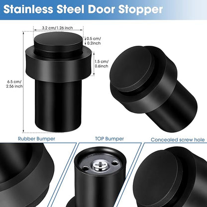 Chumia 6 Pcs Door Stopper Mounted Floor Stops Stainless Steel Cylindrical - Image 2