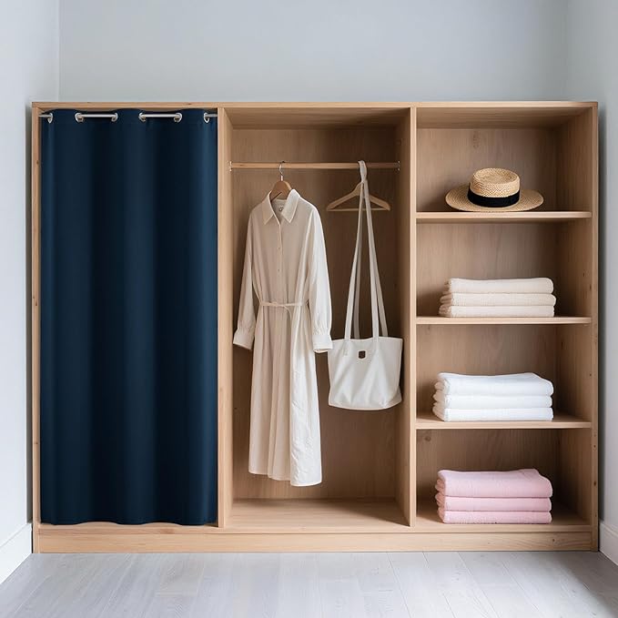 Joydeco Blackout Door Curtain for Doorway Privacy 78 Inches Long, Grommet Closet Curtain for Open Closet, Room Divider for Bedroom Living Room (Navy Blue, 40Wx78L, 1 Panel)