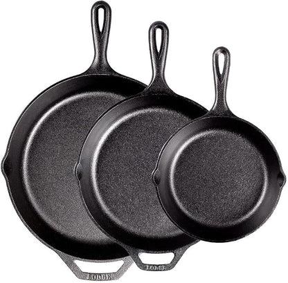 Lodge Seasoned Cast Iron Skillet Set 8, 10.25 & 12 Inches - Image 2