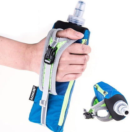 TRIWONDER Handheld Water Bottle for Running, Quick Grip Chill 17 oz Handheld Soft Water Bottle with Hand Strap Hydration Pack, BPA Sport Soft Flask (Blue)