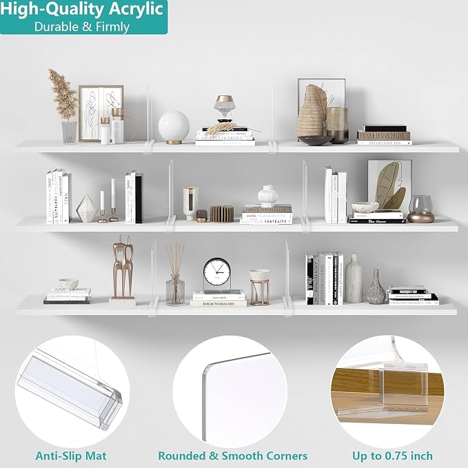 16 PCS Shelf Dividers for Closet Organization Acrylic Clear Closet Shelf - Image 3