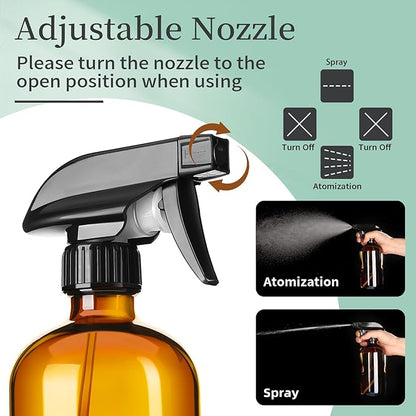16oz Amber Glass Spray Bottles, 4 Pack Glass Spray Bottles Refillable Empty - Image 3