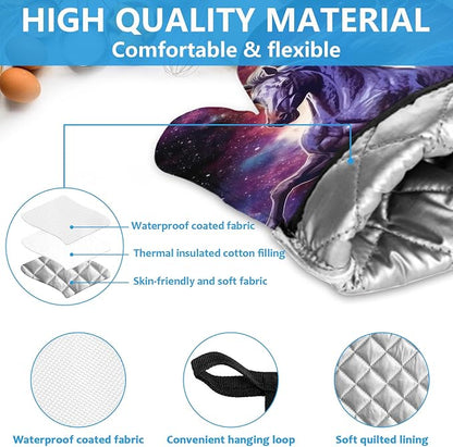 Horse Purple Galaxy Space Oven Mitts and Pot Holders Sets Heat Resistant 4Pcs - Image 3
