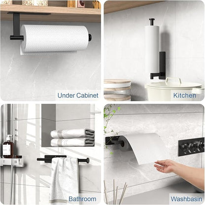 CUXIXA Paper Towel Holder Under Cabinet, Upgraded Self Adhesive Paper Towel - Image 2