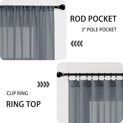 Tollpiz Short Sheer Door Curtains Closet Linen Textured Curtains Sheer Doorway - Image 5