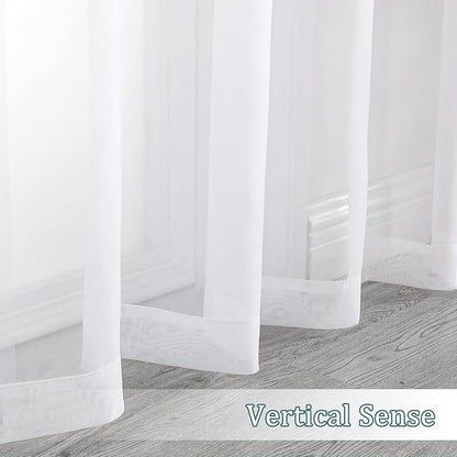 Chyhomenyc White Sheer Curtains 108 Inch Length 2 Panels Set, Extra Long Light - Image 9