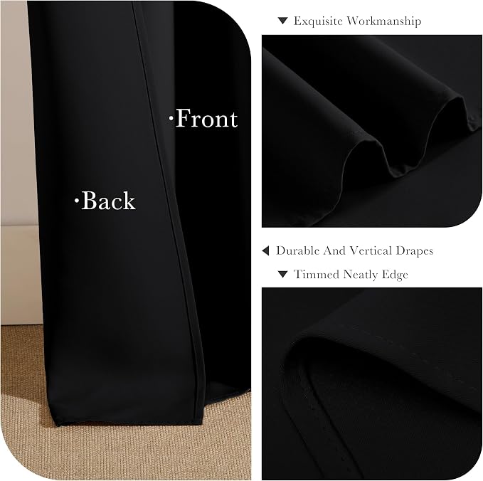 PONY DANCE Black Short Blackout Curtains - Image 5