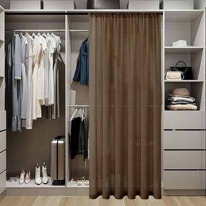 Tollpiz Short Sheer Door Curtains Closet Linen Textured Curtains Sheer Doorway - Image 3