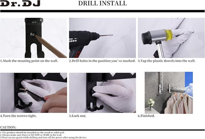 Dr.DJ Wall Hanger for Clothes, Coat Hanger Wall Mounted Matte Black Retractable - Image 10
