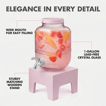 Beverage Dispenser 1 Gallon, Glass Drink Dispenser - Image 3