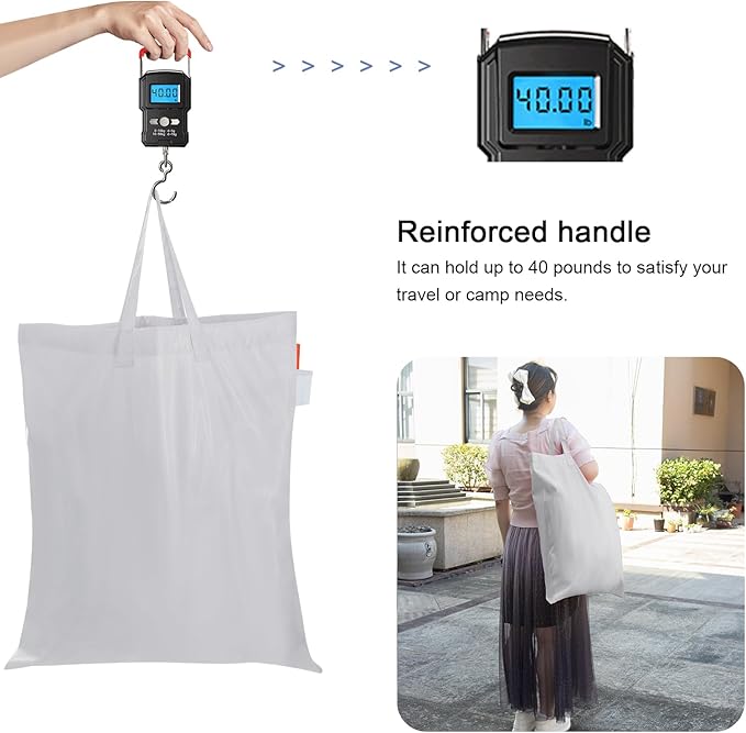 Polecasa Small Heavy Duty Laundry Bag with drawstring closure and Reinforced Handles, Easy to Carry Dirty Clothes Drawstring Bag for Travel, Camp 2 Pack 21”x24”, Silver