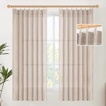 YoungsTex Natural Linen Curtains 63 Inch Length 2 Panels by YoungsTex