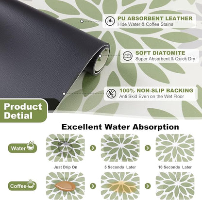 Findosom Floral Dish Drying Mat, Cuttable Drying Mat - Image 3