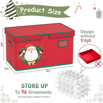 Christmas Ornament Storage Box Red Christmas Decoration Storage Containers 600D - Image 2