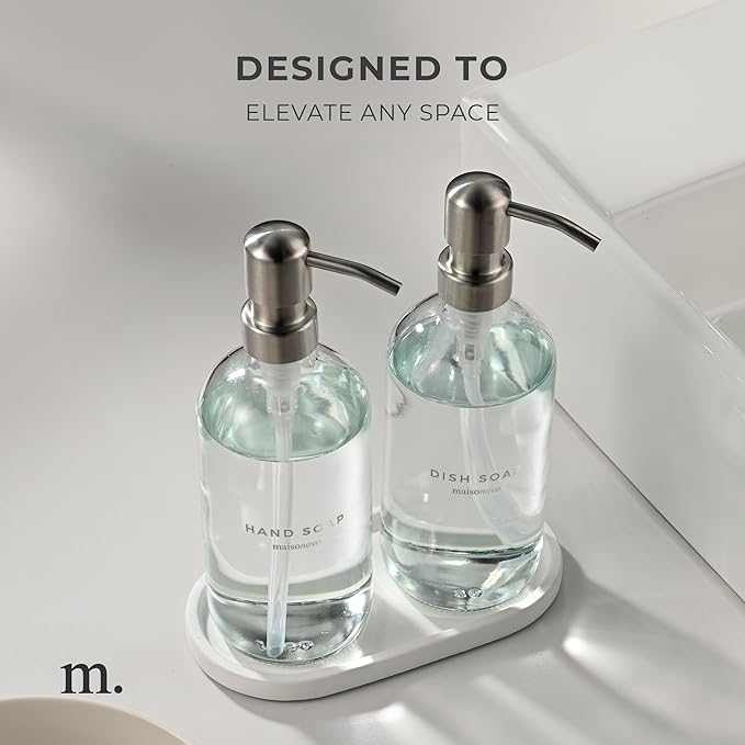MaisoNovo Soap Pump Replacement - 2X Silver Metal Soap Dispenser Pumps - Stainless Steel