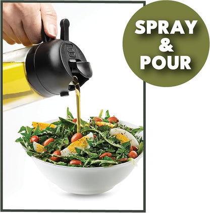 Olive Glow Cooking Oil Dispenser, 400 mL 2-in-1 Spray & Pour Glass Bottle - Image 6