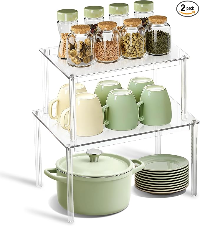 Clear Kitchen Cabinet Organizer, Acrylic Shelves by BOMOKSHomeAccessories
