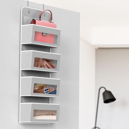 Simple Houseware 4 Clear Window Pocket Over Closet Door Storage Hanging - Image 6