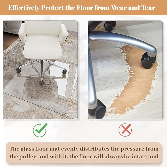 30" x 48" Glass Chair Mat, 1/5" Thick Office Chair Mat - Image 6