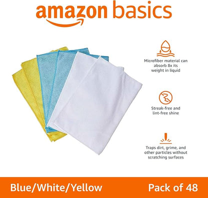 Amazon Basics Microfiber Cleaning Cloths, Non-Abrasive, Reusable and Washable - Image 2