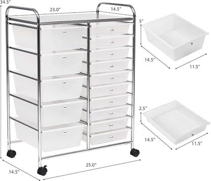 GOFLAME 15-Drawer Rolling Storage Cart, Utility Cart - Image 3