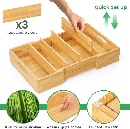 Kiasthome Expandable Bamboo Lid Organizers Inside Cabinet, Kitchen Cabinet - Image 5