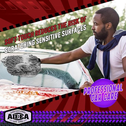 AIDEA Car Wash Mitt Microfiber-2Pack, Scratch-Free& Lint-Free, Premium Chenille - Image 4