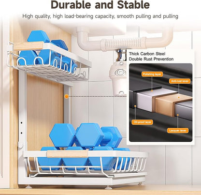 Sevenblue 2 Packs Under Sink Organizer, Height Adjustable 3 Tier Under Kitchen - Image 5