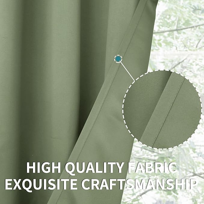 BGment Olive Green Blackout Curtains 84 Inches Length 2 Panels for Living Room - Rod Pocket Thermal Insulated Room Darkening Drapes for Bedroom Dining Privacy, 42 x 84 Inch