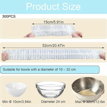 300pcs Plastic Bowl Covers Food Cover, Food Fresh Keeping Bags Elastic Reusable - Image 2
