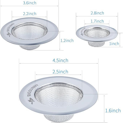 Mesh Sink Strainer Set of 3, MSY BIGSUNNY Stainless Steel Kitchen Sink Strainer - Image 5