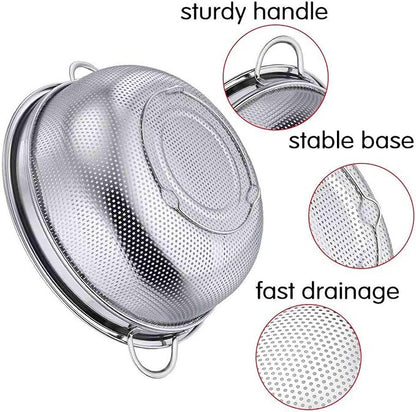 TeamFar Colander, 3qt Colander Strainer Stainless Steel, Solid Handle & - Image 4