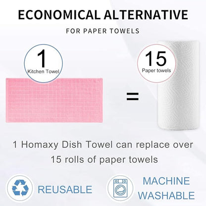 Homaxy 100% Cotton Terry Kitchen Towels, Checkered Designed, Soft and Super - Image 6