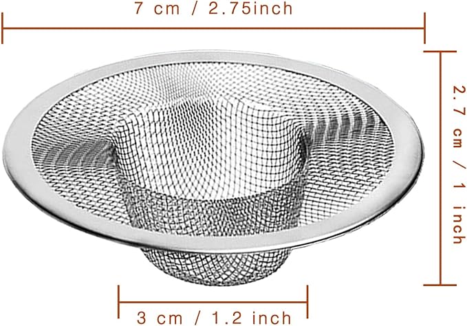 4pcs Heavy Duty Stainless Steel Kitchen Sink Strainer, 2.75" Top / 1" Mesh Metal Sink Strainer,Perfect for Kitchen Sink/Bathroom Bathtub Wash basin Floor drain balcony Drain Hole, Utility